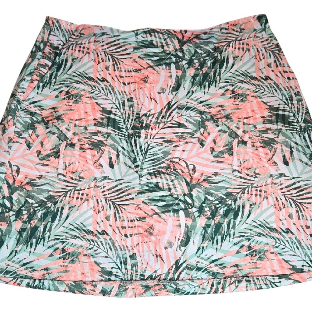 Lady Hagen Tropical Palm Print Golf Skort, Athletic Preppy Pockets Stretch, 4